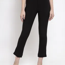 Gipsy Women Black Loose Fit Solid Cigarette Trousers-image-12