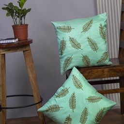 Alina decor Sea Green Set of 2 Embellished Square Cushion Covers-33