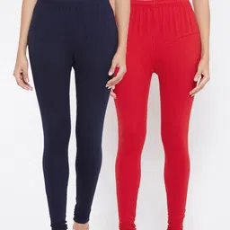 Tulsattva Women Pack Of 2 Solid Churidar-Length Leggings-image-81
