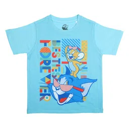 Tom & Jerry Boys Blue Printed Round Neck T-shirt-image-74