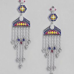 justpeachy Blue Silver Plated Contemporary Drop Earrings-image-18