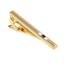 PELUCHE Unisex Gold-toned & Black Artificial Stone-Studded The Bling Bar Tie Pin-0