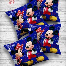 Kuber Industries Set Of 4 Blue & Red Disney Printed Reversible Cushions-83
