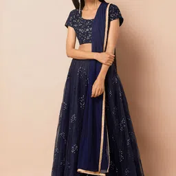INDYA Blue Solid Dupatta-picture-42