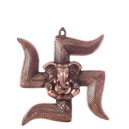eCraftIndia Copper-Toned Metal Lord Ganesh Idol Wall Hanging-image-61
