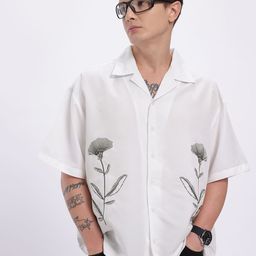 glitchez Monochrome Floral Relaxed Fit Shirt-picture-42