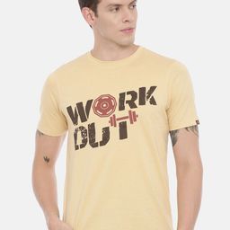 Bushirt Men Beige Printed Round Neck T-shirt-image-118