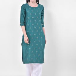 Span Women Green & Gold-Toned Ethnic Motifs Embroidered Thread Work Kurta-image-41