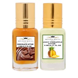 Menjewell Unisex Chocolate Juicy Pineapple Attar Combo Pack 10 ml-29
