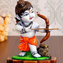 eCraftIndia Orange & Blue Lord Ram Playing with Bow & Arrow Handcrafted Figurine Showpiece-image-22