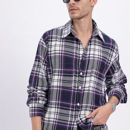 glitchez Checked Twill Weave Oversized Shirt-image-61