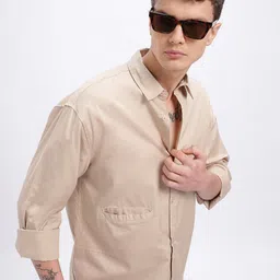 glitchez Pocket Detail Paneled Relaxed Fit Shirt-picture-1