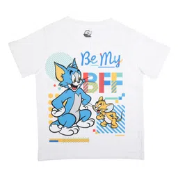 Tom & Jerry Boys White Printed Round Neck T-shirt-image-31