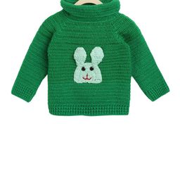 CHUTPUT Kids Green Hand-Knitted Crochet Pullover Sweater-27