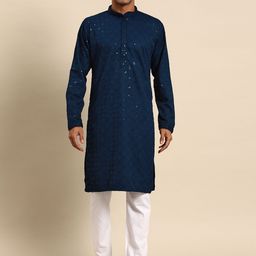 MANQ Men Regular Sequinned Kurta with Pyjamas-picture-10