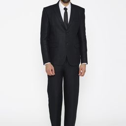 Wintage Men Black Solid Regular Fit Single-Breasted Pure Linen Suit-image-39