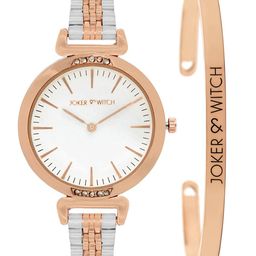 JOKER & WITCH Women White & Rose Gold-Toned Amore Watch & Bracelet Gift Set-image-78