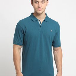 Cantabil Men Blue Polo Collar Slim Fit T-shirt-image-27