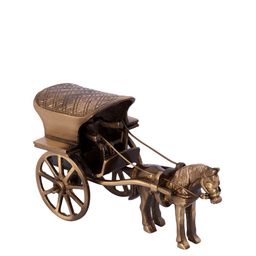 eCraftIndia Brown Brass Antique Horse Carriage-Shaped Showpiece-40