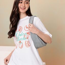 Mast & Harbour Typography Printed Drop-Shoulder Sleeves Pure Cotton T-shirt-picture-44