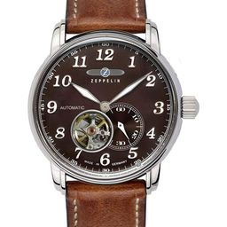 ZEPPELIN Men Brown Skeleton Dial & Brown Automatic Motion Powered Watch 76664-Brown-26