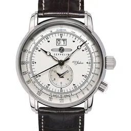 ZEPPELIN Men White Dial & Brown Leather Textured Straps Analogue Watch 76401-picture-5
