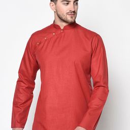 Tabard Men Red Cotton Solid Kurta-picture-49