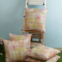 ROMEE Beige & Orange Set of 5 Geometric Square Cushion Covers-27