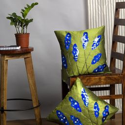 Alina decor Green & Blue Set of 2 Embellished Square Cushion Covers-44