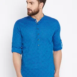 even Men Blue Woven Design Straight Kurta-46
