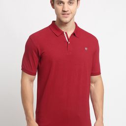 Cantabil Men Maroon Polo Collar Slim Fit T-shirt-image-64