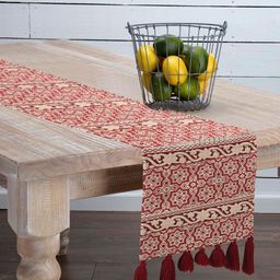 Mezposh Beige & Red Ethnic Motifs 6-Seater Table Runner-53