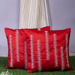 Alina decor Red Set of 2 Embellished Square Cushion Covers-picture-1