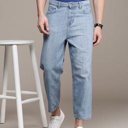 French Connection Men Mid-Rise Loose Fit Light Fade Pure Cotton Cropped Jeans-image-16