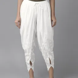 ADA Women White Chikankari Hand-Embroidered Cotton Handloom Dhoti Pants-picture-48
