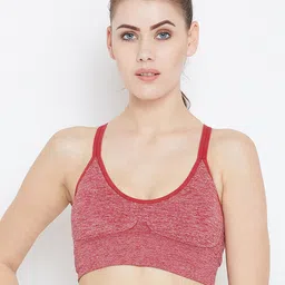 JUMP USA Red Solid Non-Wired Lightly Padded Sports Bra 161680-181/103_RR-picture-16