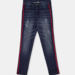 Instafab Boys Navy Blue Regular Fit Mid-Rise Highly Distressed Jeans-10