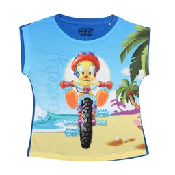 Looney Tunes Girls Blue Printed Top-image-52