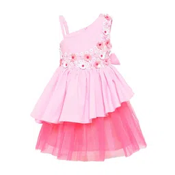 A Little Fable Girls Pink Embellished Fit and Flare Dress-image-21