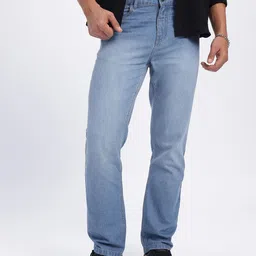 glitchez Men Slay-y Drip Mid-Rise Pure Cotton Light Fade Jeans-picture-22