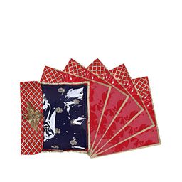 Kuber Industries Set Of 6 Red Solid Single Packing Saree Cover Organizer-57