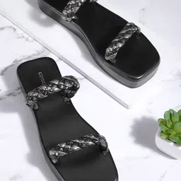 CORSICA Women Braided Detail Open Toe Flats-10