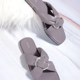 CORSICA Women Metallic Detail Open Toe Flats-25