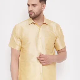 VASTRAMAY Men Beige Regular Fit Solid Casual Shirt-image-72