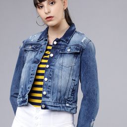 Tokyo Talkies Women Blue Washed Denim Jacket-picture-55