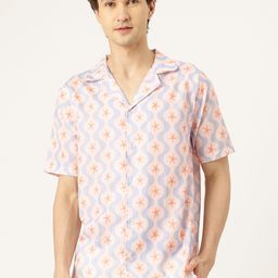 Rapra The Label Men Relaxed Printed Cuban Collar Casual Shirt-image-50