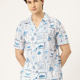 Rapra The Label Men Relaxed Printed Cuban Collar Casual Shirt-image-98