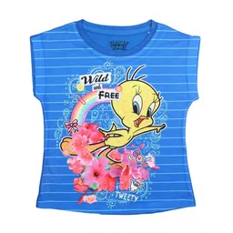 Looney Tunes Girls Blue Printed Top-image-72