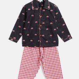 Kids Clan Unisex Kids Black & Red Night Suit-image-58