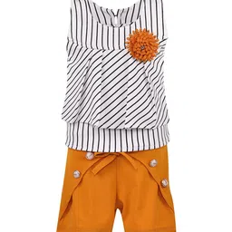 Wish Karo Girls White & Yellow Striped Top with Shorts-image-52